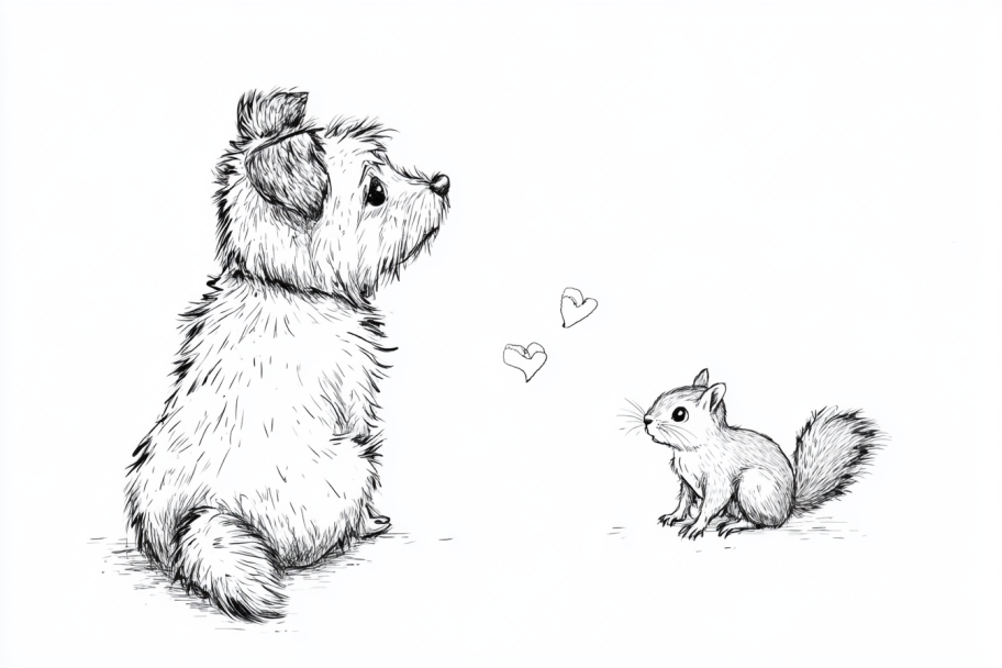 猫とリスのイラスト